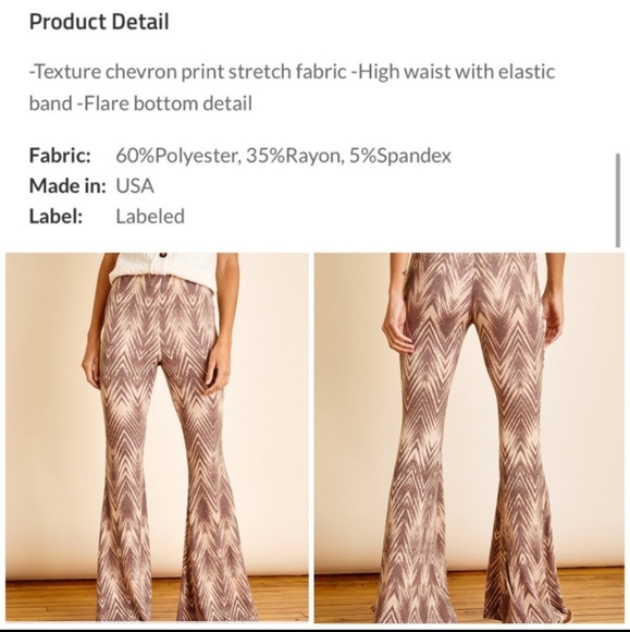 Women's Ces Femme Boho High-waist Chevron Print Bell Bottom Flared Pants - Picture 5 of 15